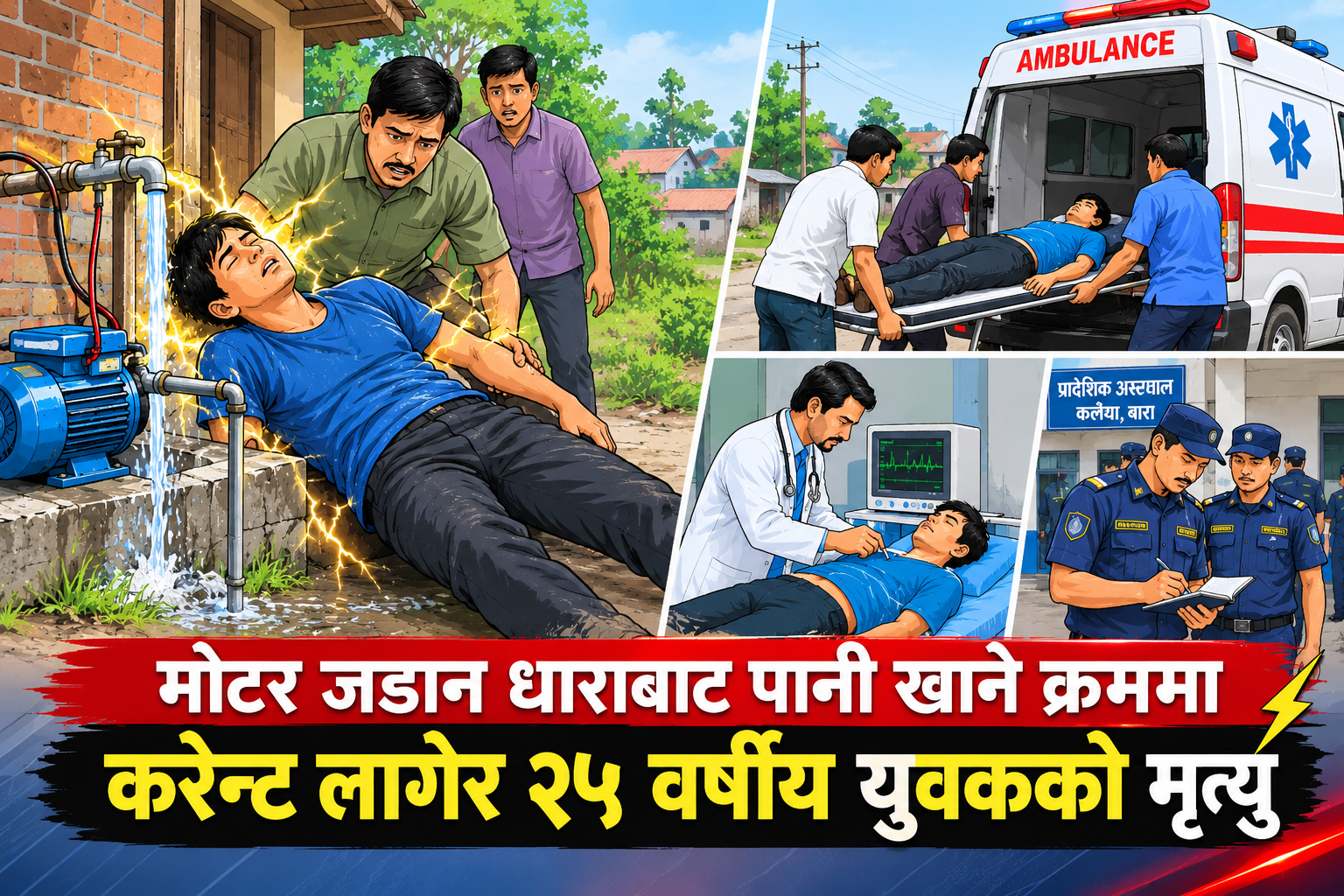 मोटर जडान धाराबाट पानी खाने क्रममा करेन्ट लागेर २५ वर्षीय युवकको मृत्यु